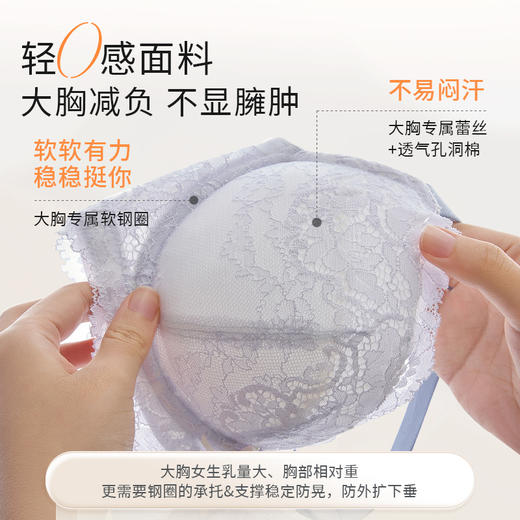 奶糖派大胸文胸告白分胸型4.0经典款撞色防下垂蕾丝性感内衣女 商品图2