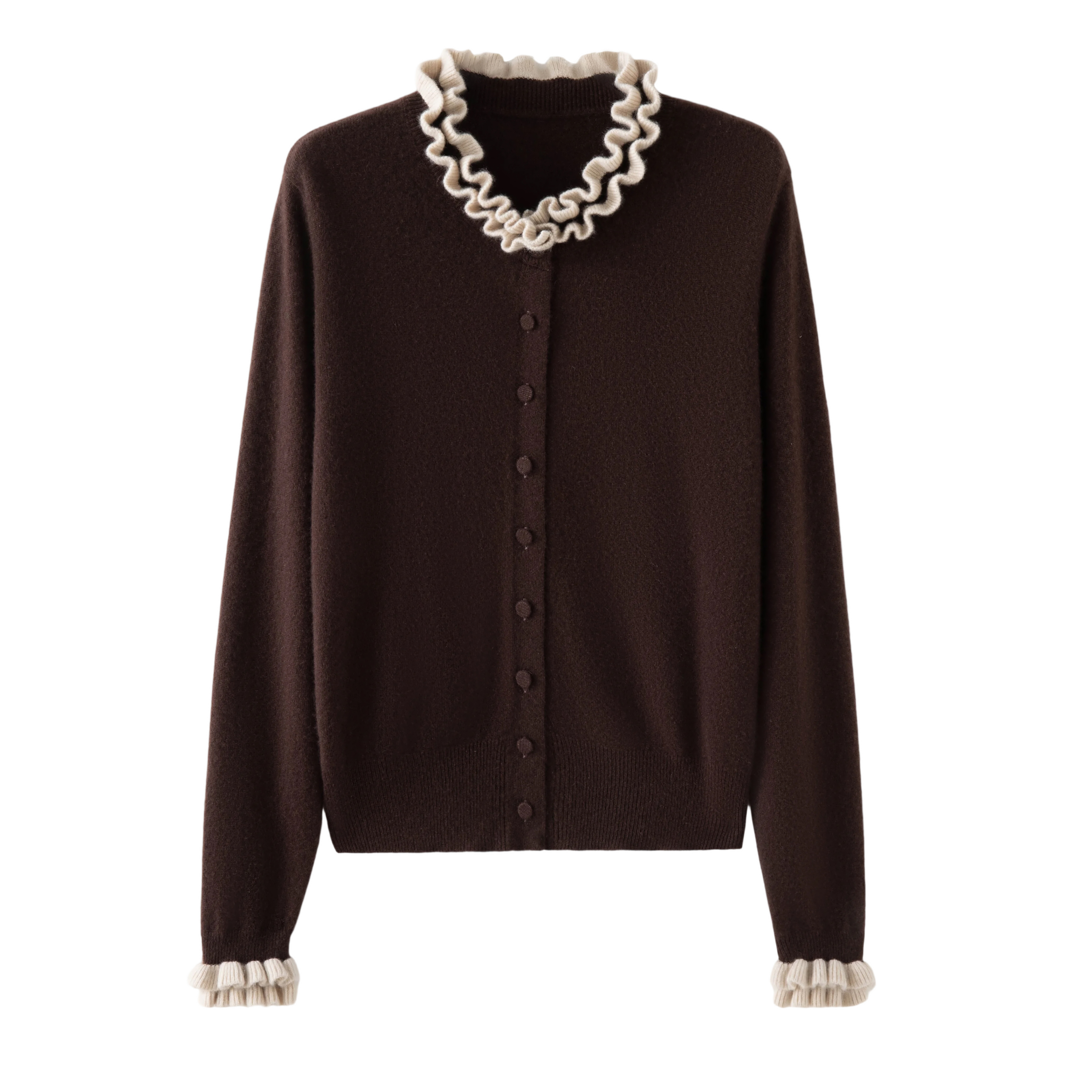 羊绒老钱风常规拼接纯色女士小香风针织上衣