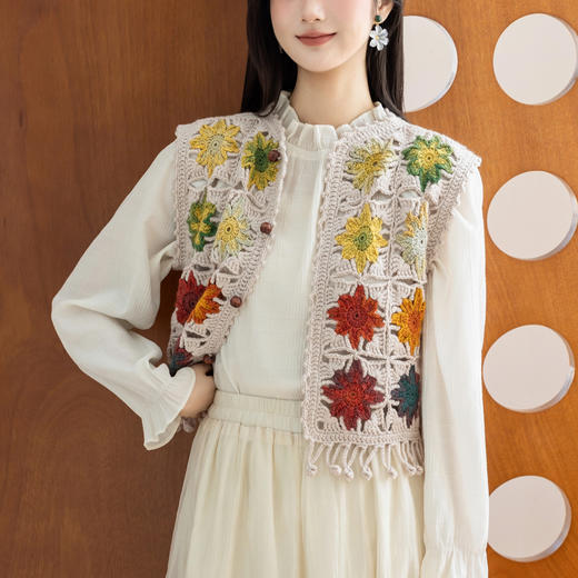 苏苏姐家花影流苏马甲手工编织羊毛线上衣diy钩针毛线团材料包 商品图1