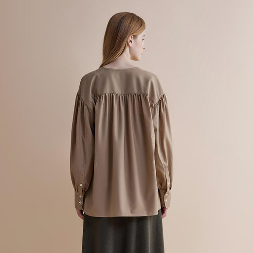 【JASON WU】春夏新款休闲V领系带绵羊毛减龄上衣中长款衬衣衬衫 商品图1