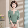 W012-1310-85-138中年妈妈装春秋季外穿打底衫洋气翻领毛衫中老年女短款针织衫上衣 商品缩略图2