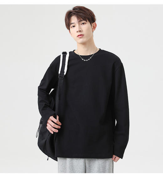 【220g重磅 7色可选 99元3件】质感纯棉圆领长袖T恤（选三件加入购物车一起付款） 商品图3