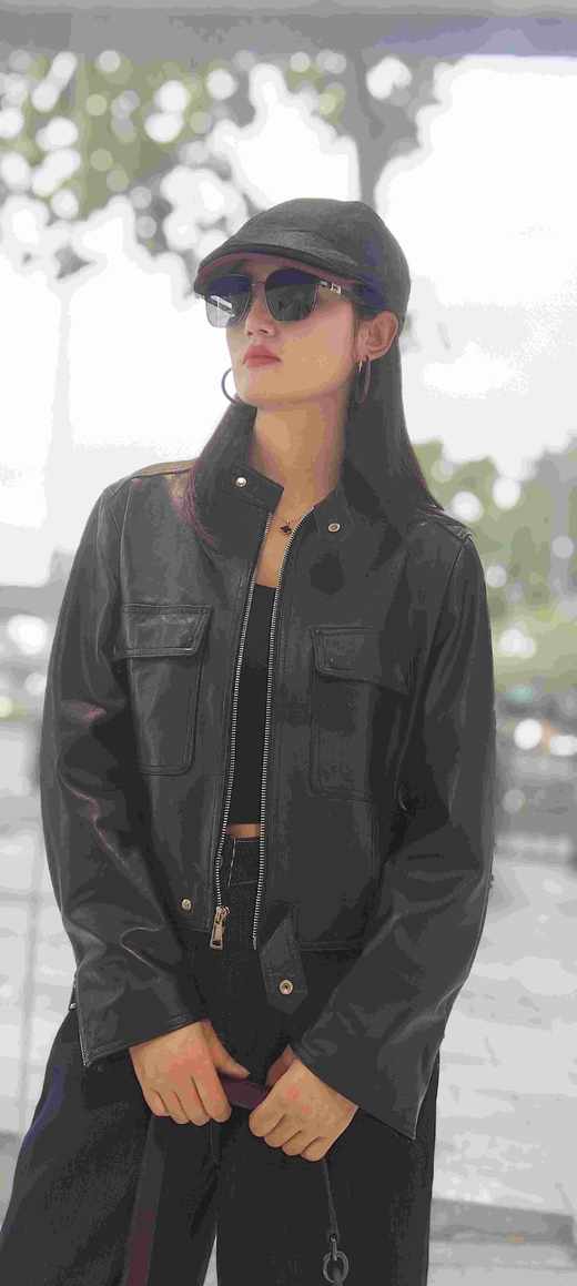 582595羊皮立领拉链夹克 商品图7