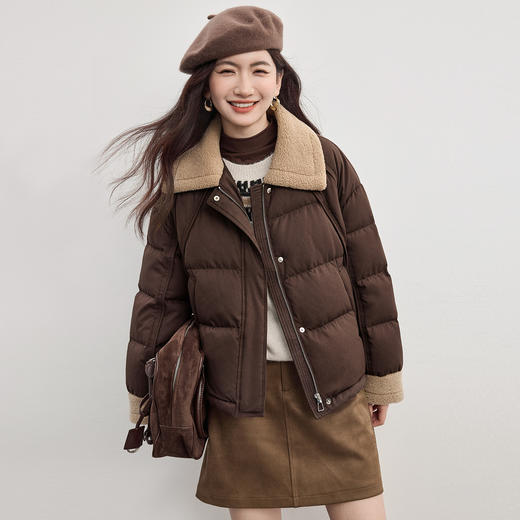 【10/1新品】熙世界复古咖色仿生麂皮绒半身裙女2025秋冬新款高腰显瘦a字短裙 商品图3