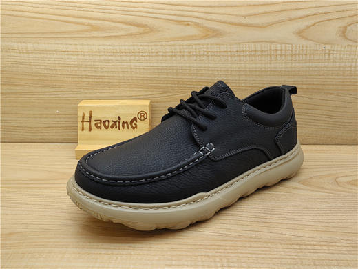 2024豪行秋季新款正品真皮休闲舒适防滑低跟系带男单鞋14305026 商品图0