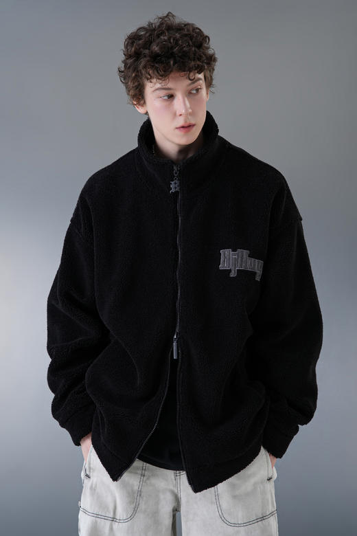 BJHG不计后果牛仔贴布仿羊羔绒宽松外套男秋冬季潮牌美式情侣棉衣 商品图1