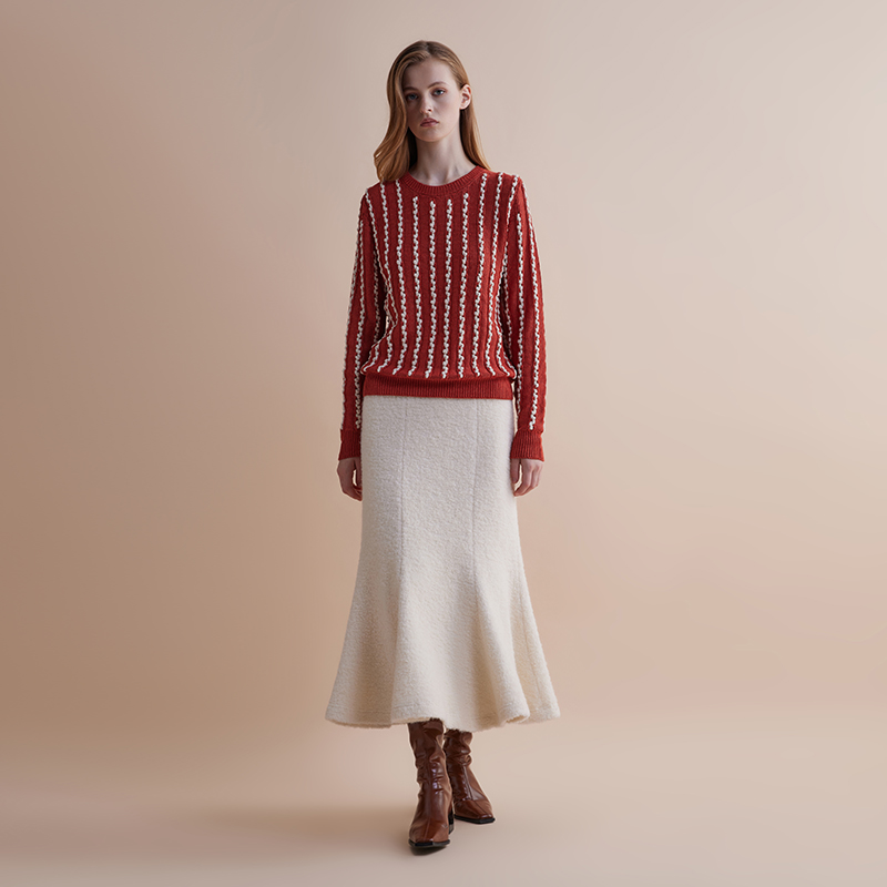 【JASON WU】秋冬新款休闲通勤百搭简约圆领高弹上衣毛针织套头衫