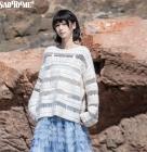 早乙女惠子saotome/STMMY13120/条纹肌理镂空毛衣 商品图0