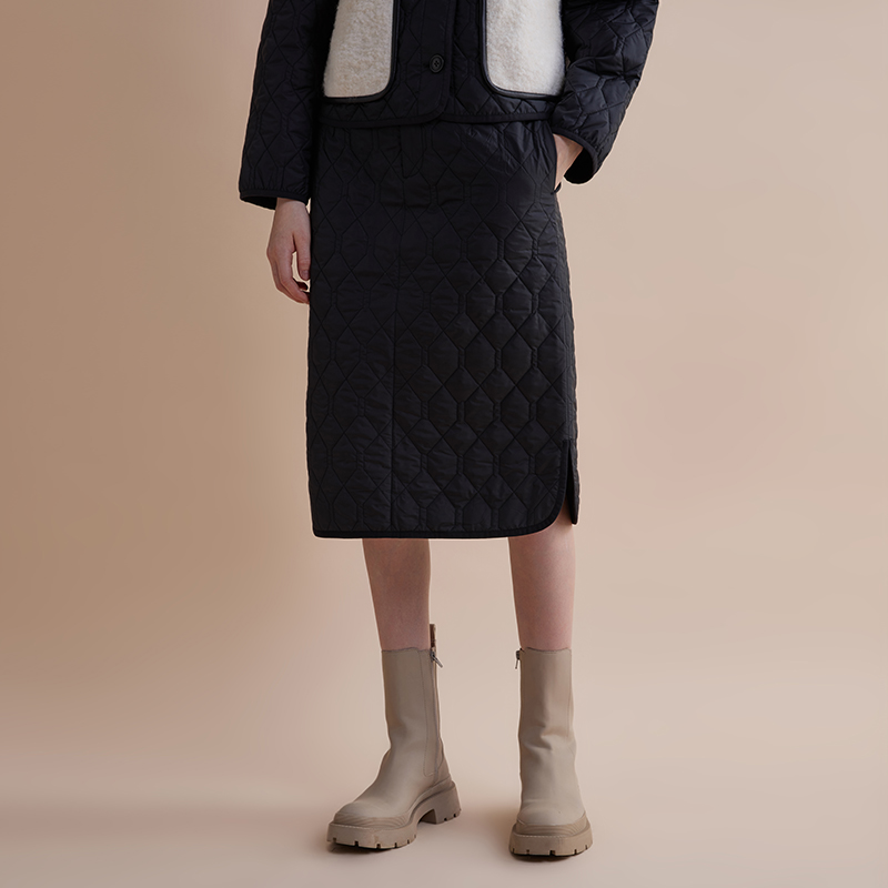 【JASON WU】商场同款服饰 新款撞色大翻领绗缝休棉服夹克女