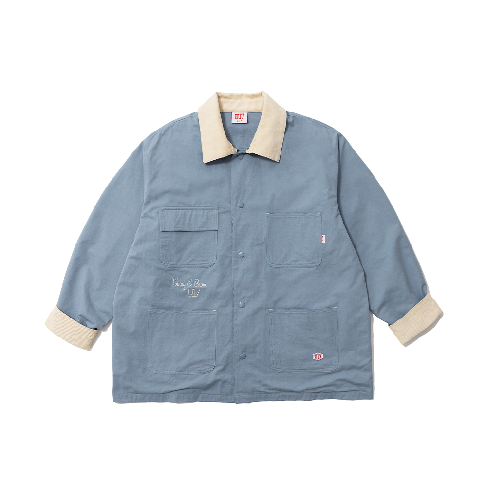 U17 翻领撞色四袋外套 浅蓝色