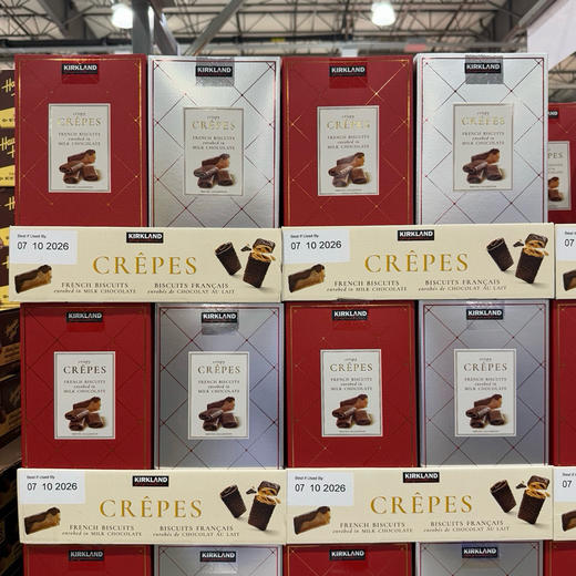 Kirkland脆皮巧克力📣📣非常好吃的巧克力，每年必买❗❗美国🇺🇸直邮1盒260元🉐包税包邮到手了🔥🔥Kirkland crepes巧克力脆皮酥卷饼干礼盒装 566g 商品图1