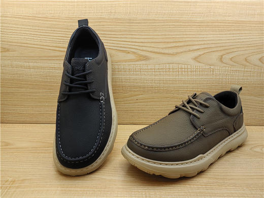 2024豪行秋季新款正品真皮休闲舒适防滑低跟系带男单鞋14305026 商品图2
