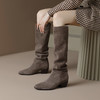 【预售7天】真皮新款尖头褶皱堆堆长筒靴女秋冬显瘦粗跟西部牛仔靴骑士靴长靴SY&G1063-1 商品缩略图2