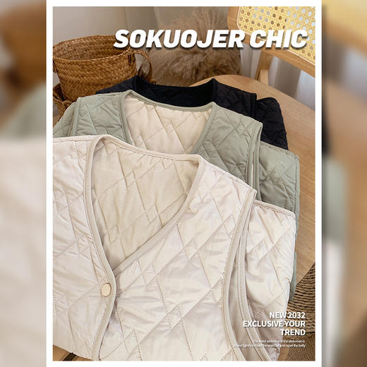 高品质羽绒棉马甲女秋冬韩版保暖立领无袖坎肩时尚外穿马夹外套 商品图0