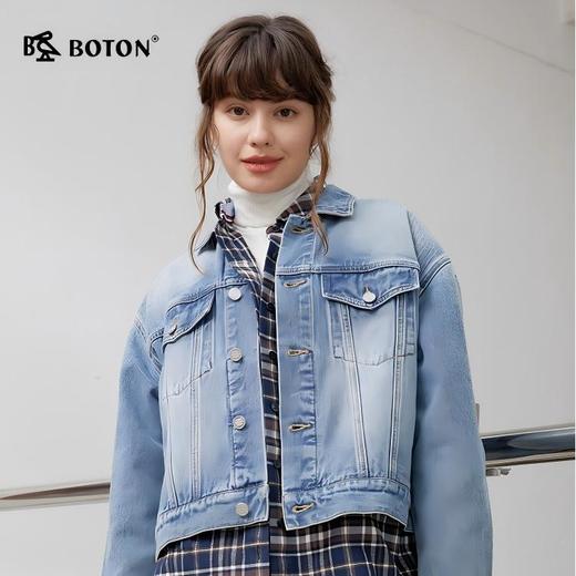 波顿女士秋冬季美式复古浅色牛仔短款外套LJ905323 商品图5