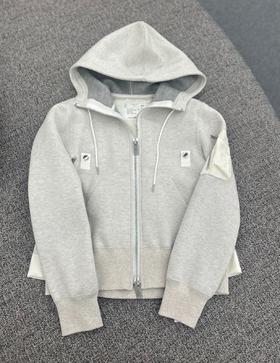 女款拼接连帽拉链外套