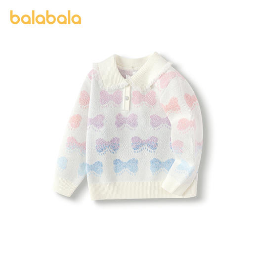 巴拉巴拉女童毛衣蝴蝶结提花针织衫秋冬装内搭翻领甜美时尚百搭萌 商品图1