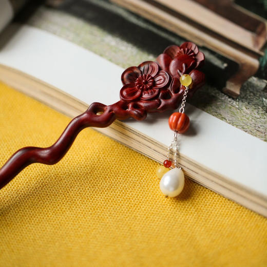 【青山特惠】小叶紫檀【梅】发簪 s39 商品图1