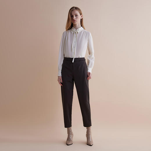 【JASON WU】春夏新款通勤休闲百搭羊毛抽皱宽松中长上衣衬衣衬衫 商品图0