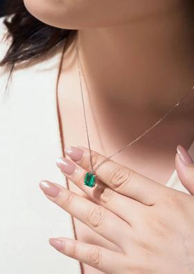 伽罗 JALO N2款 培育哥伦比亚祖母绿宝石18K金吊坠项链