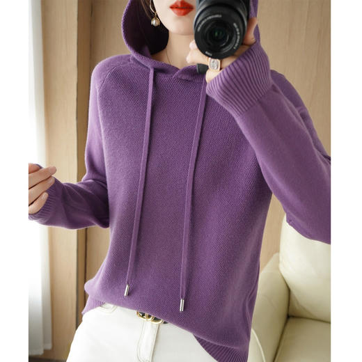 【QingFan连帽针织衫】春季新款针织衫 长袖套头 抽绳卫衣 多色百搭NJR-052 商品图4