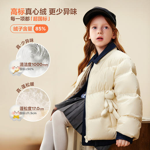 [真心绒]迷你巴拉男女童羽绒服假两件玩偶儿童三防外套2025冬新款 商品图1