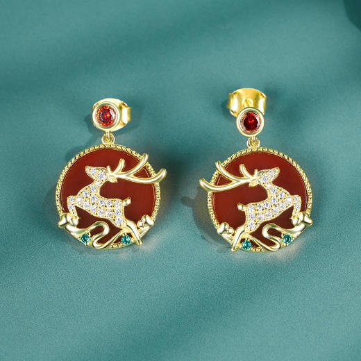 敦煌文创 九色鹿系列纯银耳环 商品图3