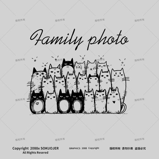 高品质美式圆领重磅卫衣女秋冬新款休闲喵的全家福印花宽松大码 商品图2