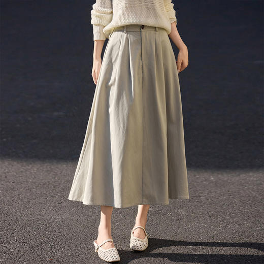 【10/1新品】熙世界老钱风配丝巾天丝半身裙女2025秋季新款遮跨显瘦大摆a字裙 商品图2
