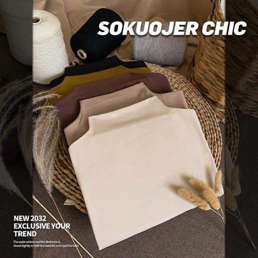 【买一送一】亲肤莫代尔打底衫软糯双面磨毛半高领打底衫女秋冬修身显瘦长袖t恤内搭上衣 商品图1