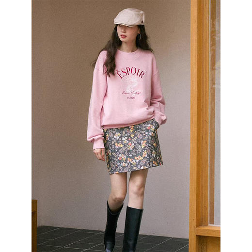 Even Vintage | 棉混纺 松弛肌理感字母logo刺绣印花圆领套头卫衣 商品图2