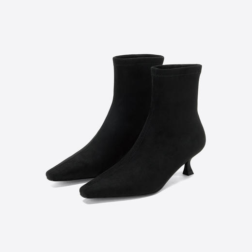 Westory2025年冬季小方头中跟弹力收腿靴简约百搭短靴S25DS85741 商品图0