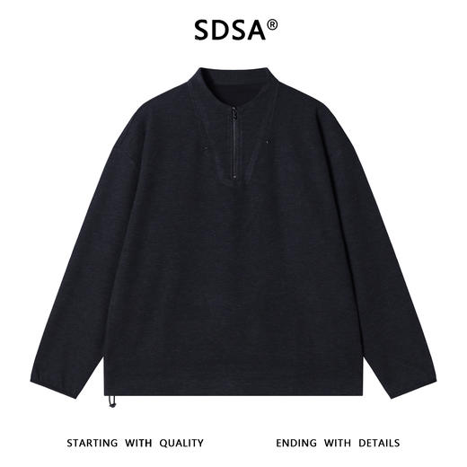 SDSA男士秋冬新款痞帅男装简约铆钉半拉链立领卫衣百搭时尚上衣 商品图1