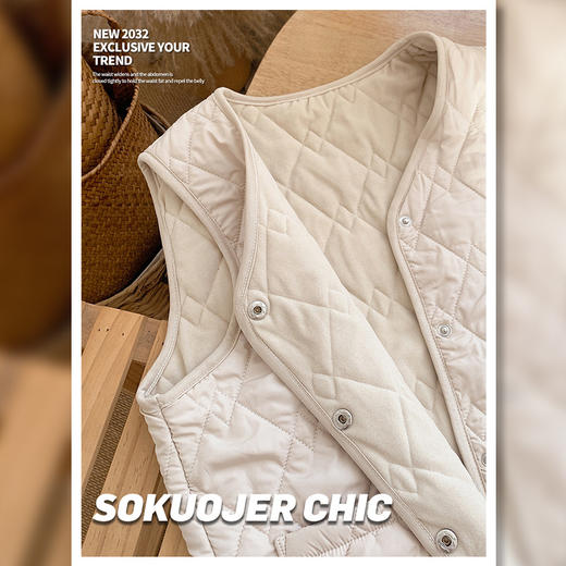 高品质羽绒棉马甲女秋冬韩版保暖立领无袖坎肩时尚外穿马夹外套 商品图3