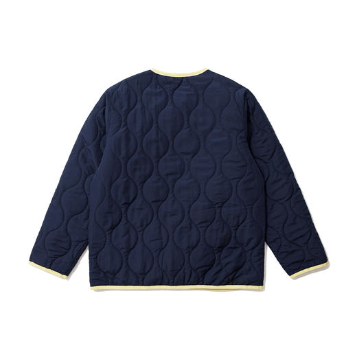 U17 绗缝葫芦格双面穿印花棉服 深蓝色 商品图1