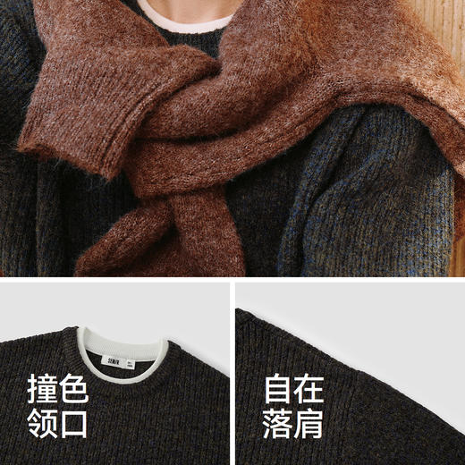 森马毛衫男冬假两件针织衫打底内搭2025新款花纱线衣时尚圆领毛衣 商品图3