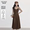 【10/1新品】熙世界琥珀流光PU皮吊带裙套装女秋冬复古网纱打底衫连衣裙两件套 商品缩略图0