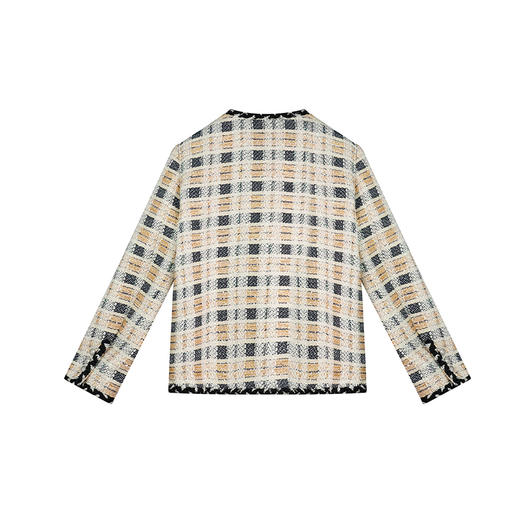 【破价】气质蓝金格纹小香风经典外搭短款外套8332W238 商品图1