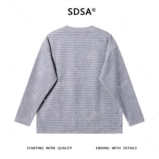 SDSA男士秋冬新款痞帅男装韩版极简风撞色条纹圆领长袖T恤百搭潮 商品图4