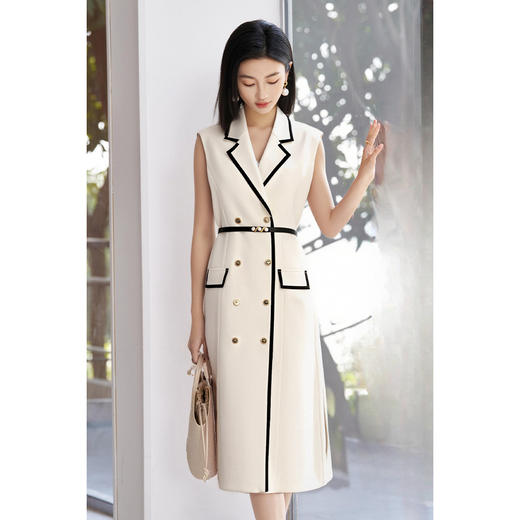 米思阳2026春季新品【撞色设计背心裙】春季时尚高级感无袖西装连衣裙4871 商品图1