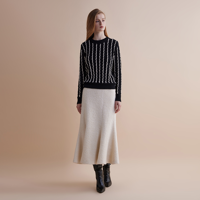 【JASON WU】秋冬新款休闲通勤百搭简约圆领高弹上衣毛针织套头衫