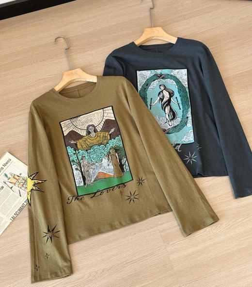 Raw Stone塔罗牌苎麻棉长袖T恤092807 商品图3