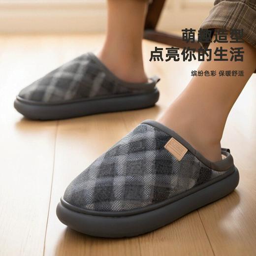 简约棉拖鞋女冬棉拖毛绒保暖厚底高弹柔软室内情侣棉拖鞋男鞋【WG25105W/M】 商品图2
