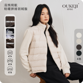 【3-5天发】匈牙利90白鸭绒拼接摇粒绒轻薄羽绒服