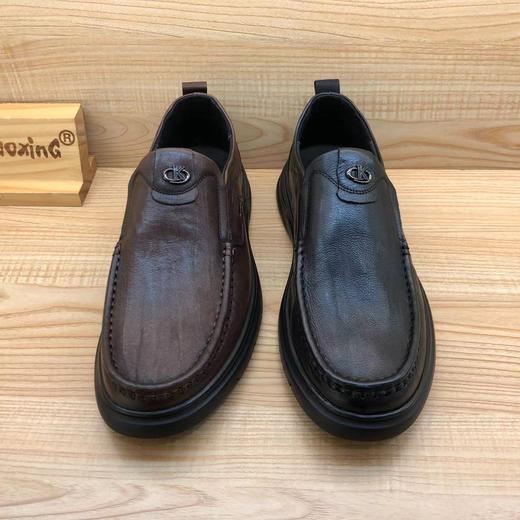 豪行2023年秋季新品商务休闲真皮套脚软底男单鞋13341022 商品图4