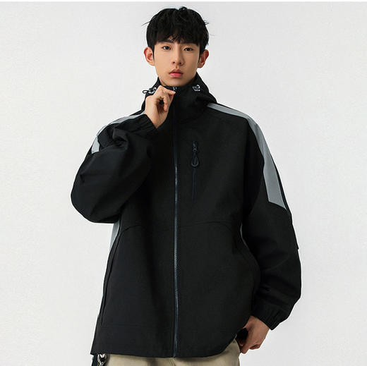 半身缘男装 春季百搭连帽外套拼接撞色宽松夹克外套261112U01310045 商品图3