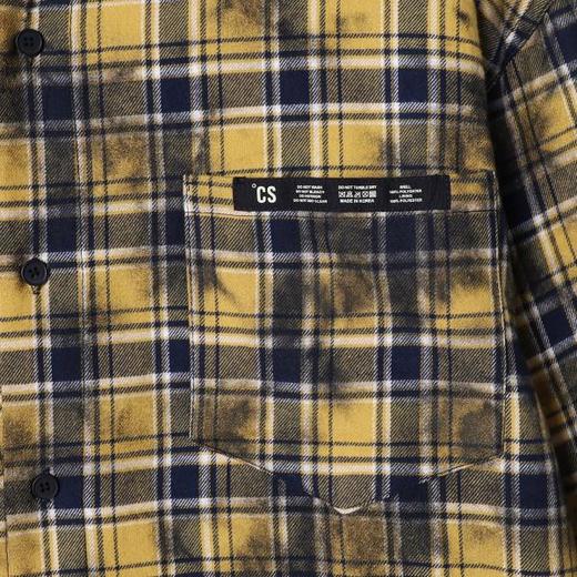 25002SDSA男士秋冬新款痞帅男装韩版扎染撞色格纹格子纽扣翻领长袖衬衫 商品图3