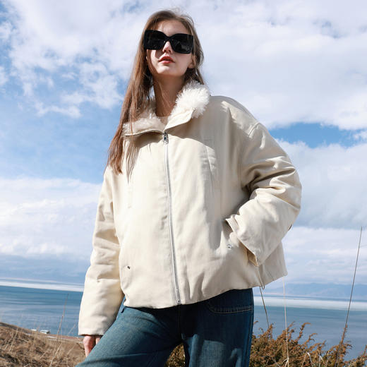 三彩2025冬季新款90白鸭绒羽绒服派克服户外短款宽松工装M 商品图2