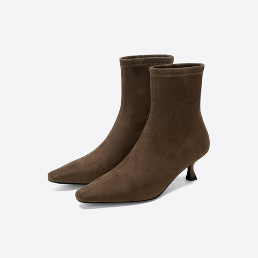 Westory2025年冬季小方头中跟弹力收腿靴简约百搭短靴S25DS85741 商品图1