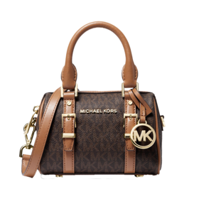 193599042442 迈克高仕MICHAEL KORS 【品牌官方质保】MK Bedford 超小号老花拼色斜挎单肩波士顿包（约150 * 110 * 80 mm）